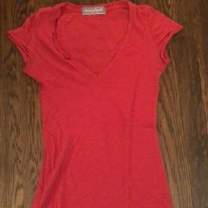 Mercer and Taylor Red Short Sleeve V Neck Shirt XS